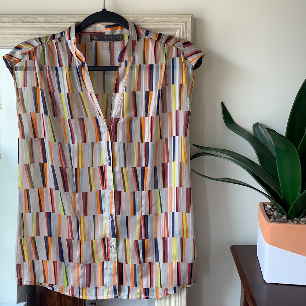 OUTBACK RED colorful sleeveless blouse top (XS) ✨